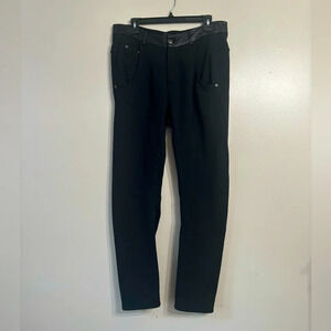 Diesel 100% Cotton & Leather Black Pants
